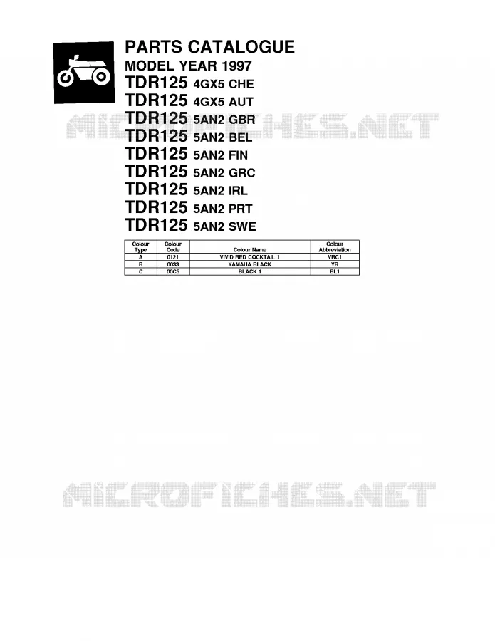 * CATALOG PREFACE * Yamaha MOTO 125 1997 TDR  TDR125