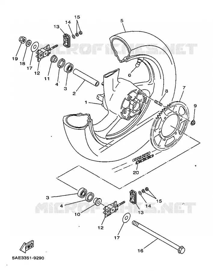 ACHTERWIEL Yamaha MOTO 125 1999 TDR  TDR125