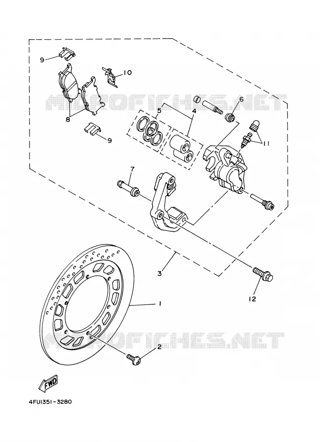 REMKLAUW VOOR Yamaha MOTO 125 2000 TDR  TDR125