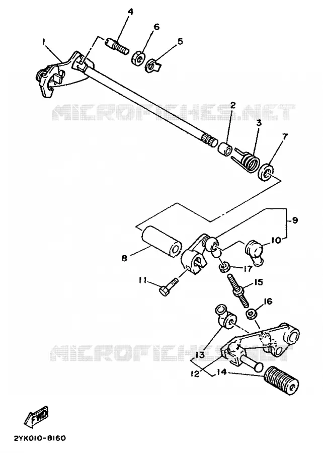 SCHAKEL STANG / PEDAAL Yamaha MOTO 240 1990 TDR  TDR240