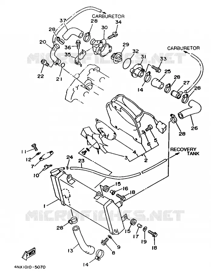 RADIATEUR / SLANG Yamaha MOTO 850 1998 TRX  TRX850