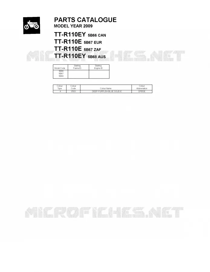 * CATALOG PREFACE * Yamaha MOTO 110 2009 TTRE  TT-R110EY