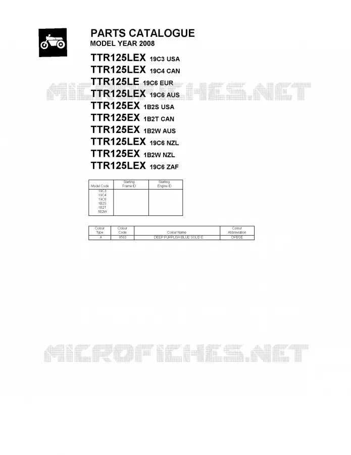 * CATALOG PREFACE * Yamaha MOTO 125 2008 TTRE  TTR125EX