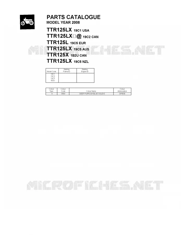 * CATALOG PREFACE * Yamaha MOTO 125 2008 TTR  TTR125X