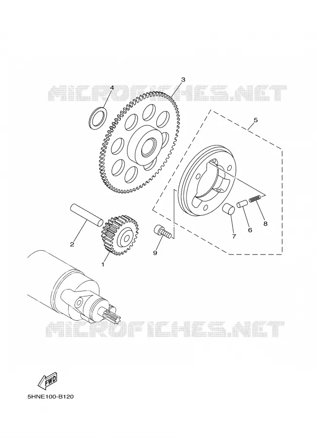 STARTMOTOR KOPPELINGS Yamaha MOTO 90 2005 TTRE  TTR90ET