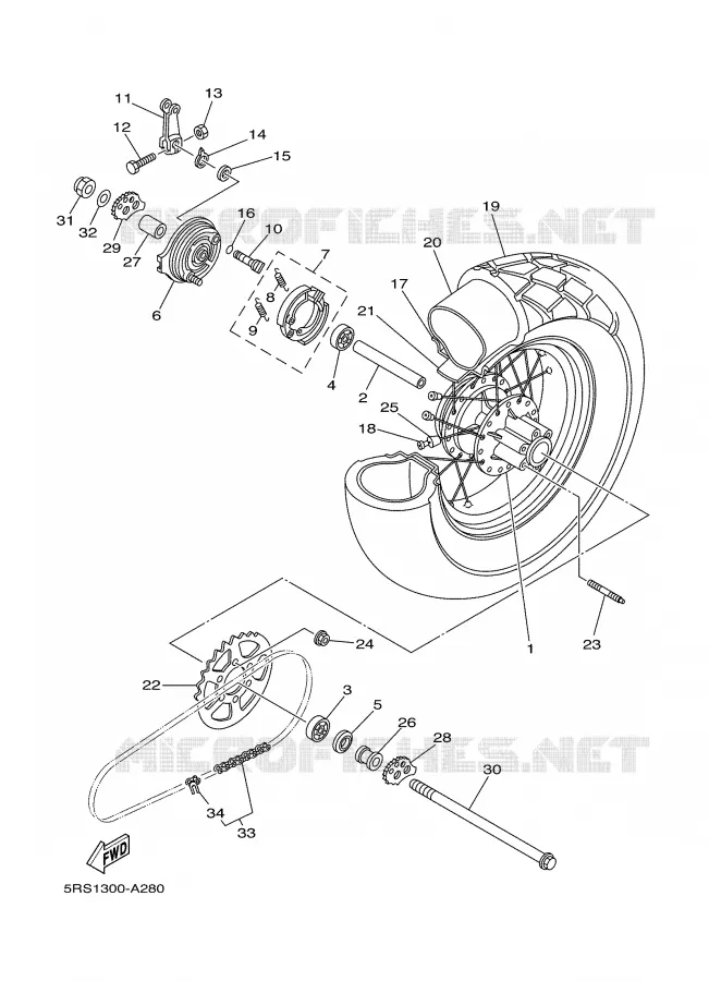 ACHTERWIEL Yamaha MOTO 125 2002 TW  TW125