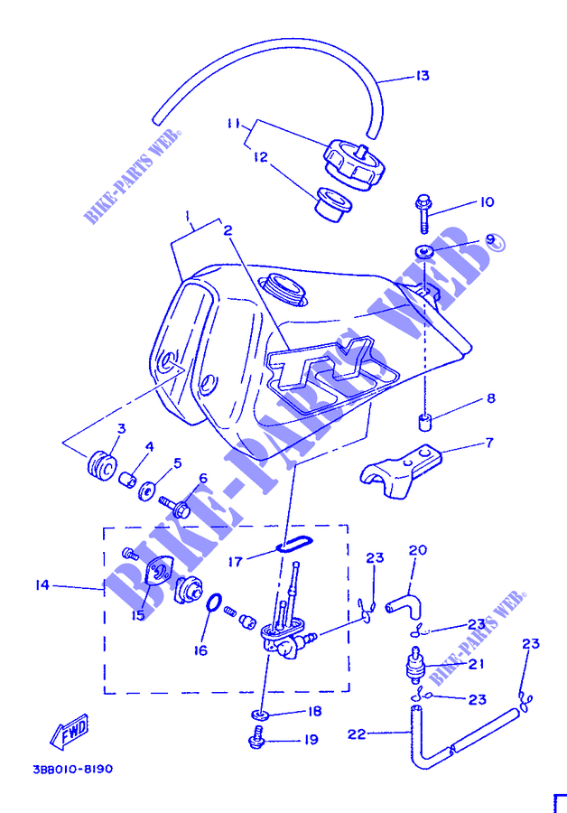 BENZINE TANK voor Yamaha TY250R 1988