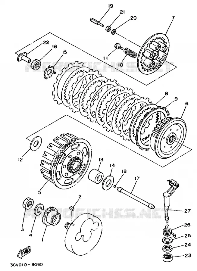 STARTMOTOR KOPPELINGS Yamaha MOTO 250 1988 TY  TY250S