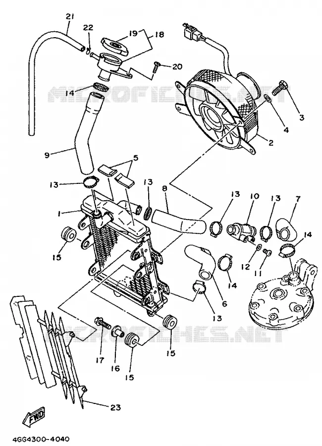 RADIATEUR / SLANG Yamaha MOTO 250 1994 TY  TY250Z