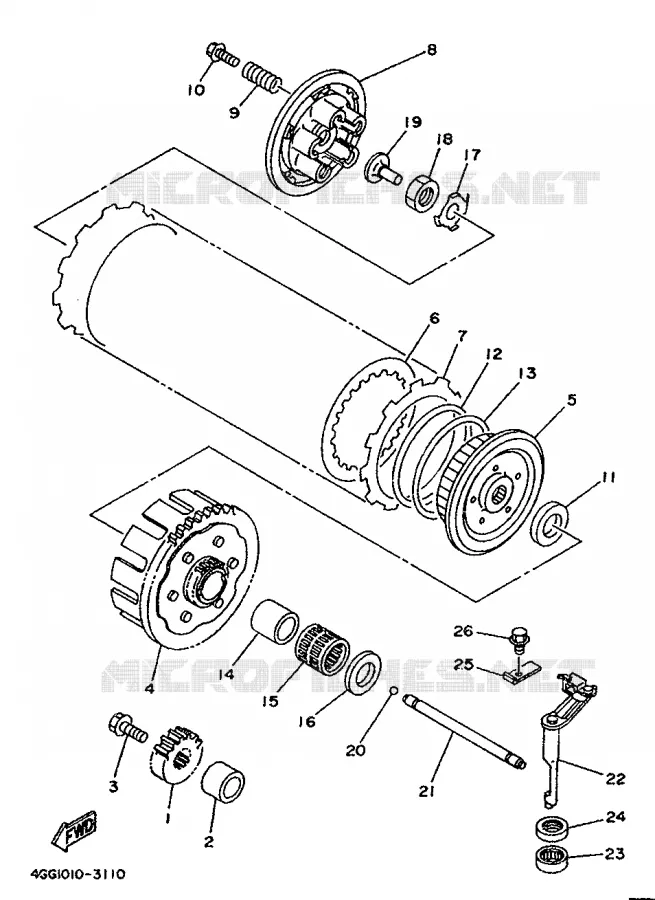 STARTMOTOR KOPPELINGS Yamaha MOTO 250 1995 TY  TY250Z