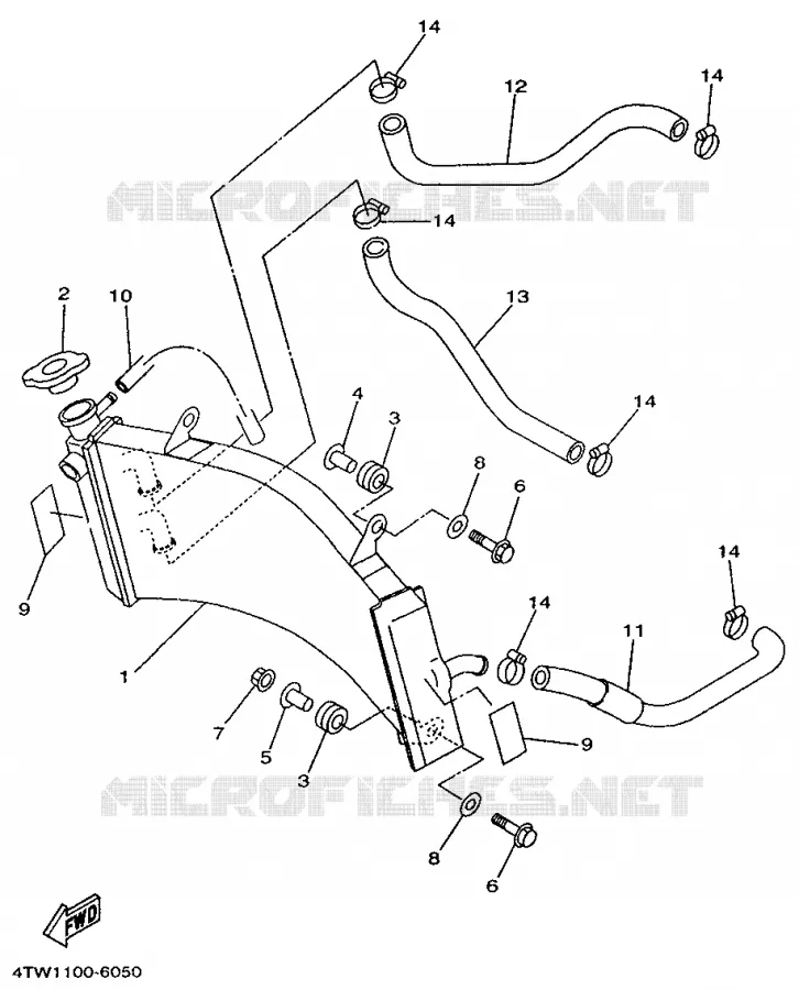 RADIATEUR / SLANG Yamaha MOTO 250 1996 TZ  TZ250