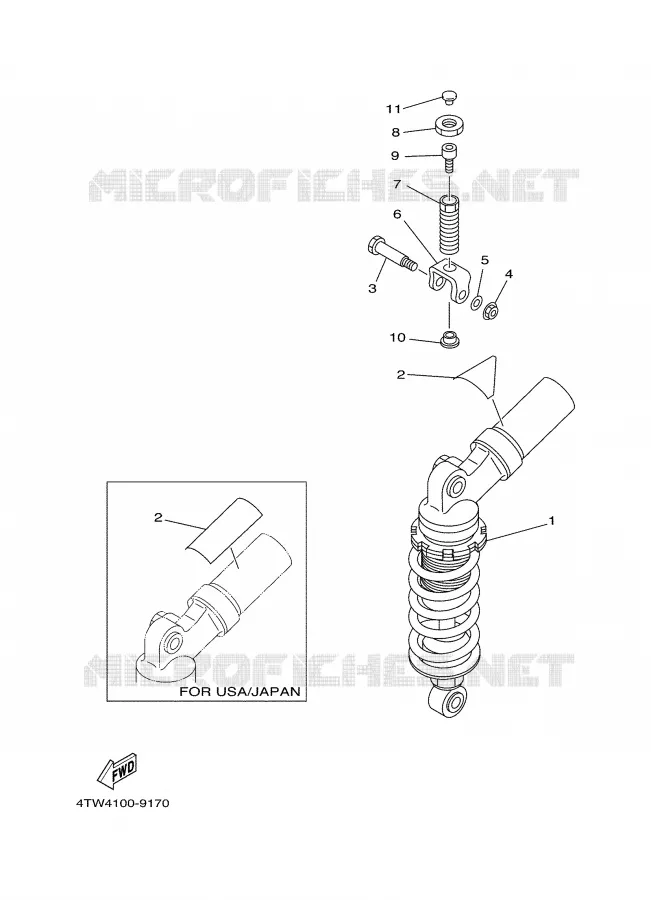 ACHTER SCHOKBREKER Yamaha MOTO 250 2000 TZ  TZ250