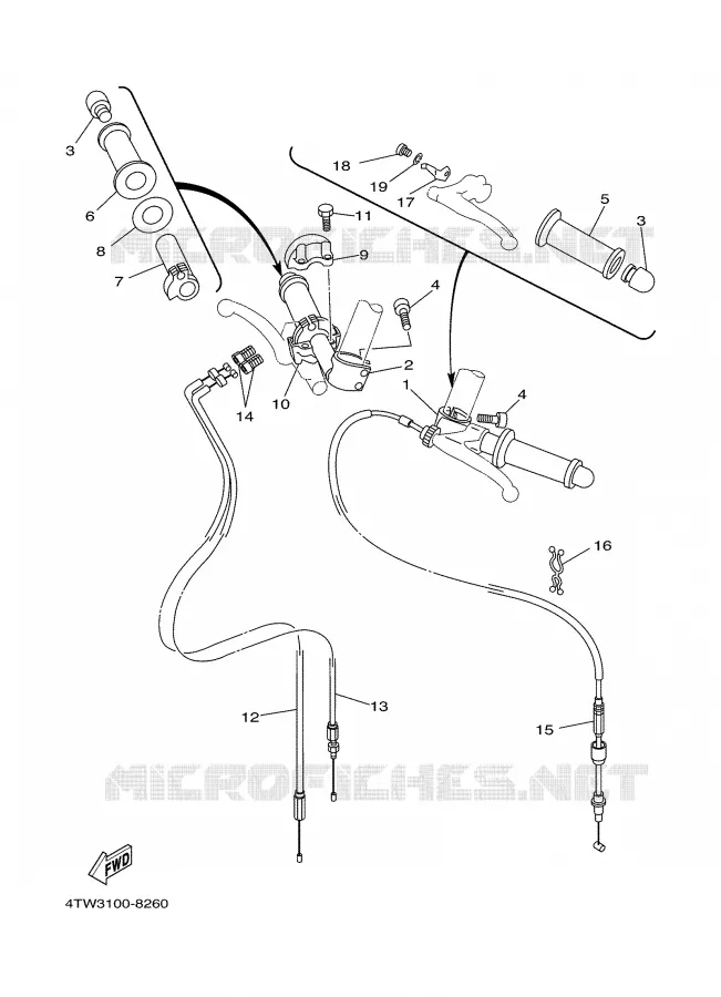 STUUR / KABEL Yamaha MOTO 250 2000 TZ  TZ250