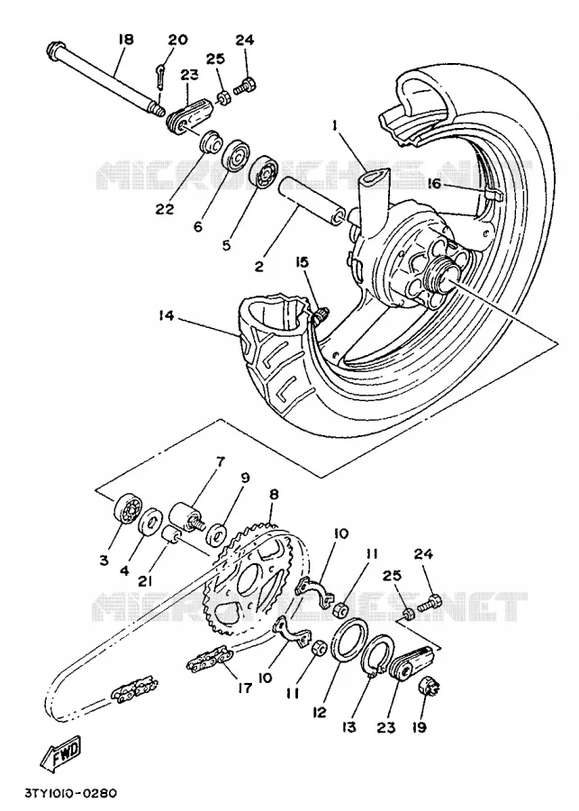 ACHTERWIEL Yamaha MOTO 125 1990 TZR  TZR125