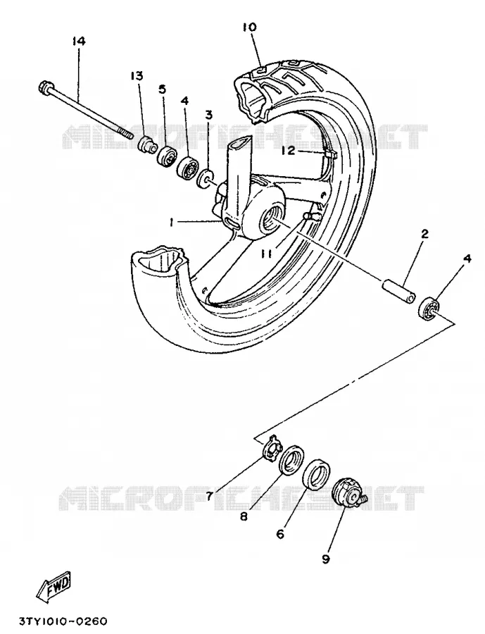 VOORWIEL Yamaha MOTO 125 1991 TZR  TZR125