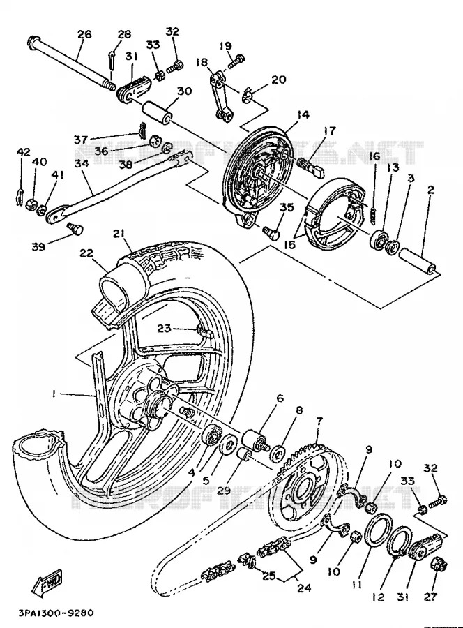 ACHTERWIEL Yamaha MOTO 125 1989 TZR  TZR125L