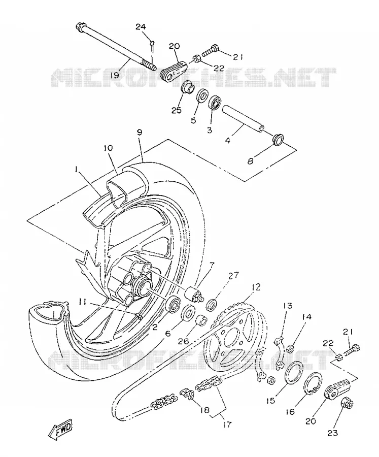ACHTERWIEL Yamaha MOTO 50 1996 TZR  TZR50