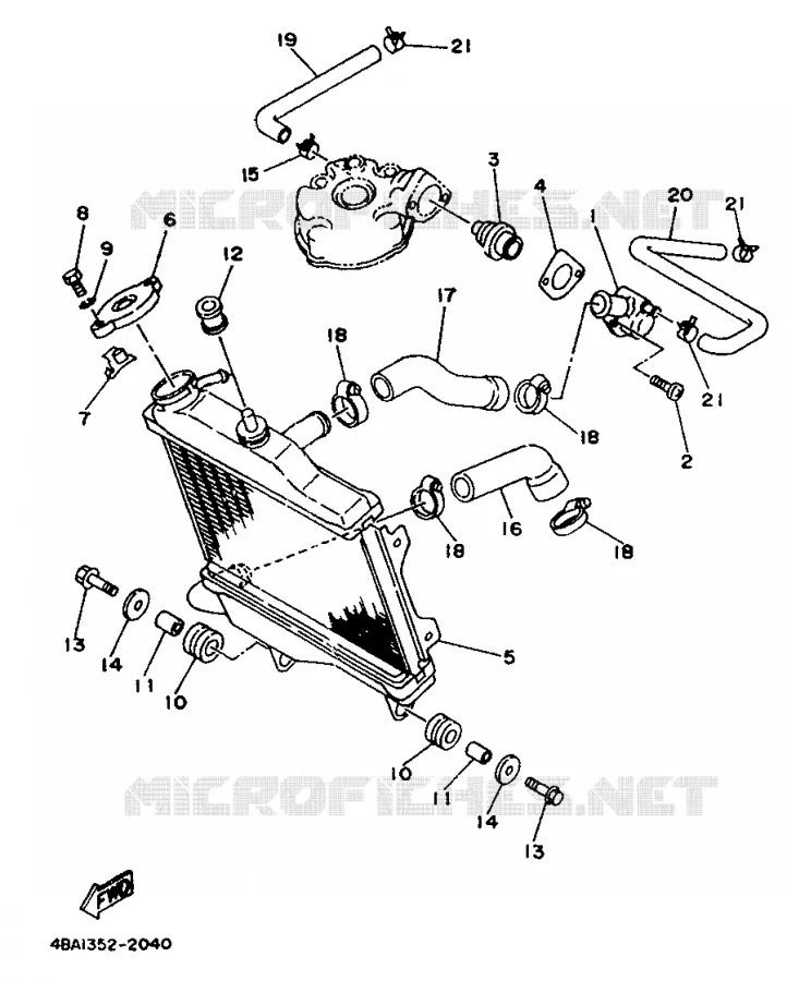 RADIATEUR / SLANG Yamaha MOTO 80 1992 TZR  TZR80RR