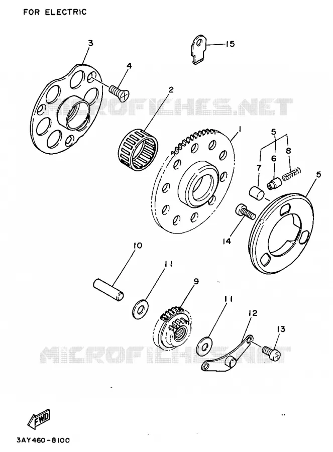STARTMOTOR KOPPELINGS Yamaha SCOOTER 110 1997 F1  V110ZE