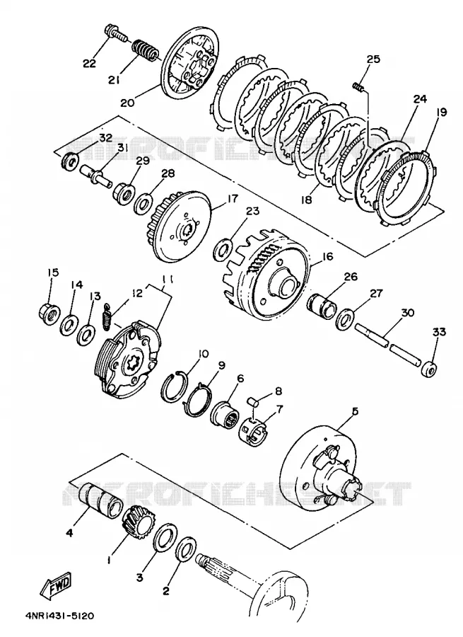 STARTMOTOR KOPPELINGS Yamaha SCOOTER 110 1997 F1-ZR  V110ZE