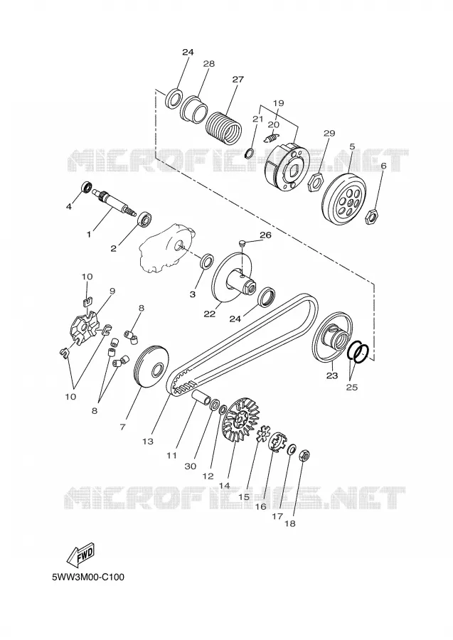 STARTMOTOR KOPPELINGS Yamaha SCOOTER 50 2004 BW'S  CW50N