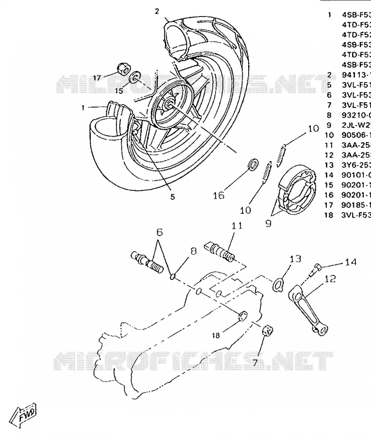 ACHTERWIEL Yamaha SCOOTER 50 1995 BOOSTER  CW50RS