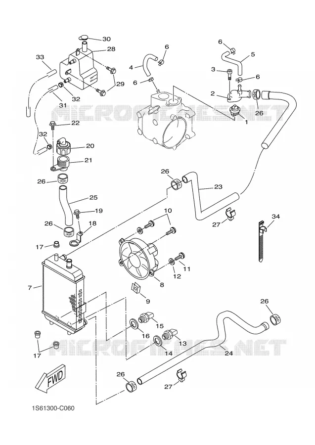 RADIATEUR / SLANG Yamaha SCOOTER 300 2004 VERSITY  VP300 VERSITY