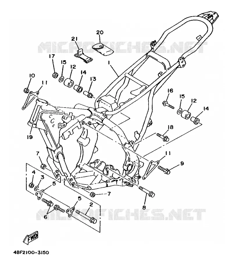FRAME Yamaha MOTO 200 1993 WR  WR200RE/WR200
