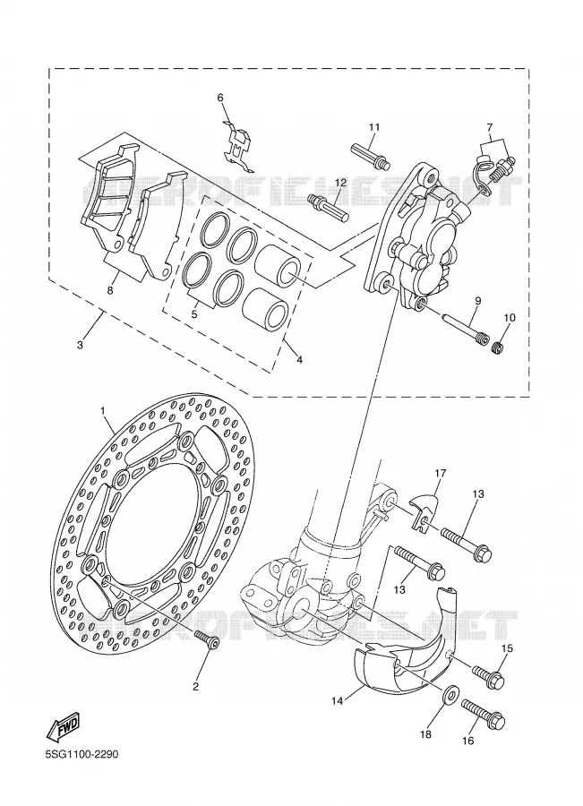 REMKLAUW VOOR Yamaha MOTO 250 2002 WRF  WR250F