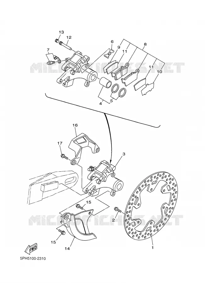 REMKLAUW ACHTER Yamaha MOTO 250 2002 WRF  WR250F