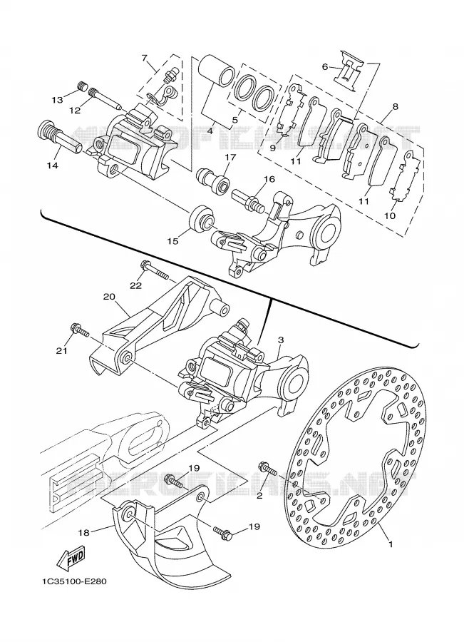REMKLAUW ACHTER Yamaha MOTO 250 2006 WRF  WR250F