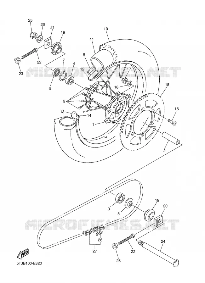 ACHTERWIEL Yamaha MOTO 250 2007 WRF  WR250F