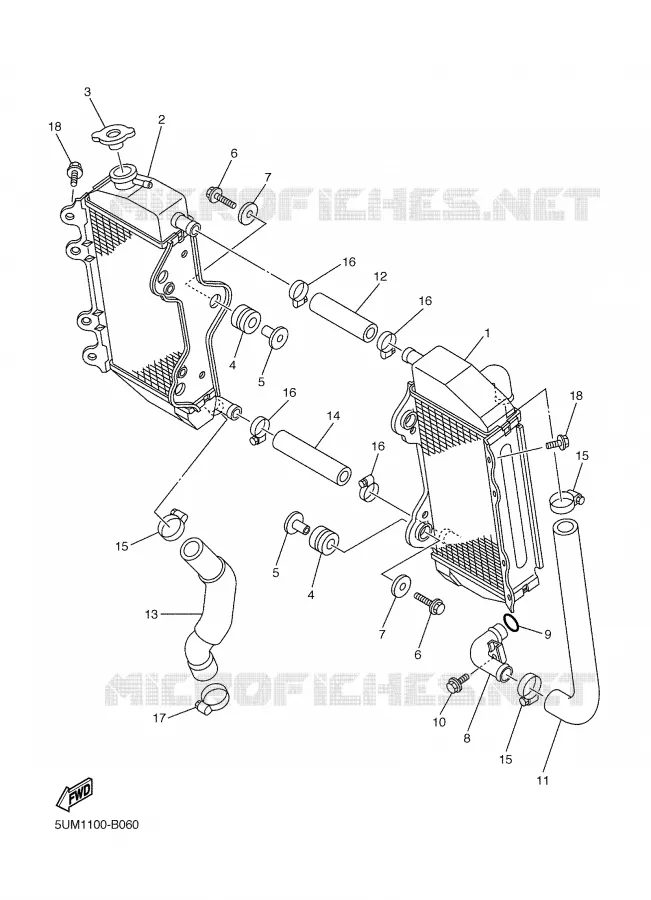 RADIATEUR / SLANG Yamaha MOTO 250 2005 WRF  WR250FT