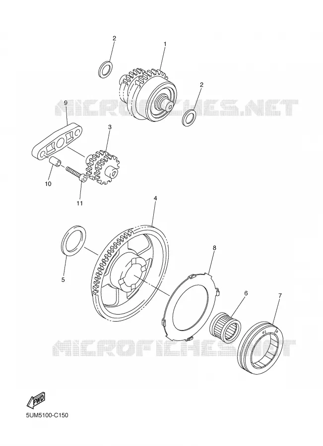 STARTMOTOR KOPPELINGS Yamaha MOTO 250 2005 WRF  WR250FT