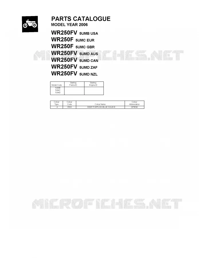 * CATALOG PREFACE * Yamaha MOTO 250 2006 WRF  WR250FV