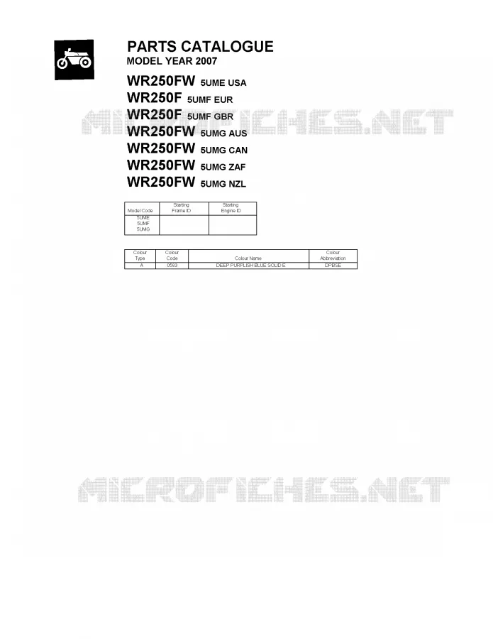 * CATALOG PREFACE * Yamaha MOTO 250 2007 WRF  WR250FW