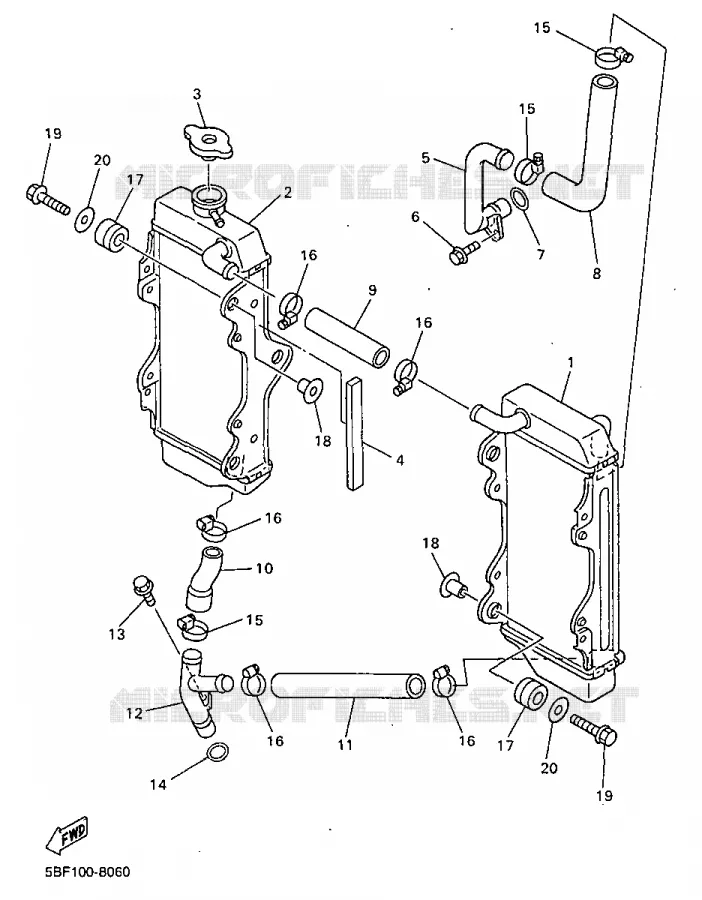 RADIATEUR / SLANG Yamaha MOTO 400 1998 WRF  WR400F