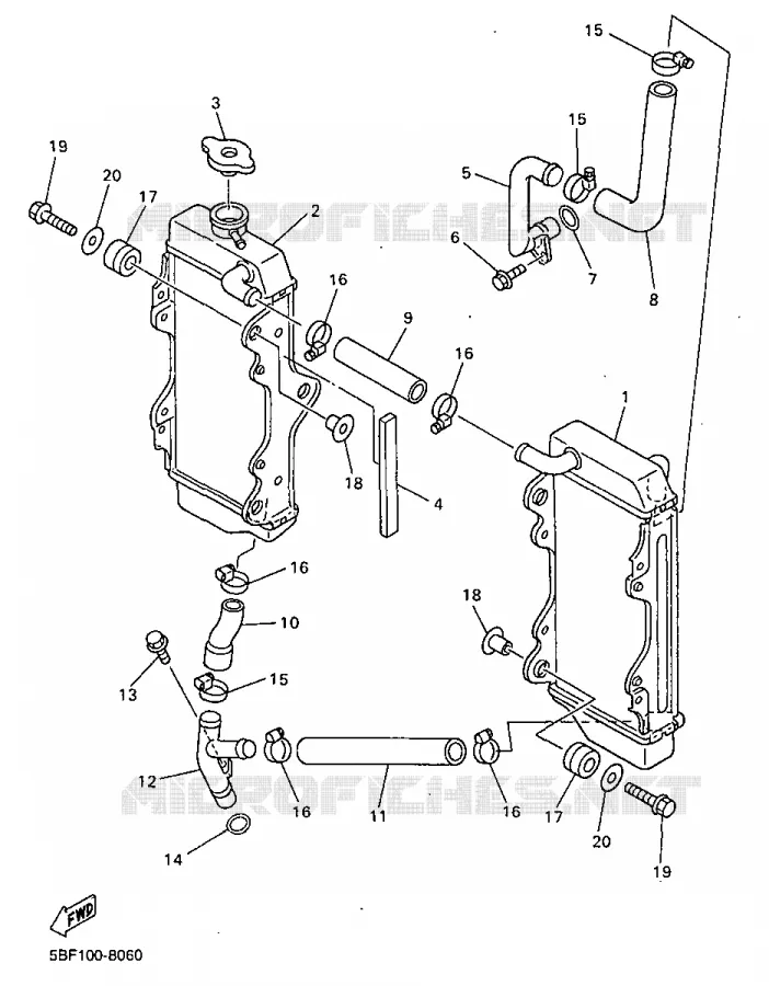 RADIATEUR / SLANG Yamaha MOTO 400 1998 WRF  WR400F