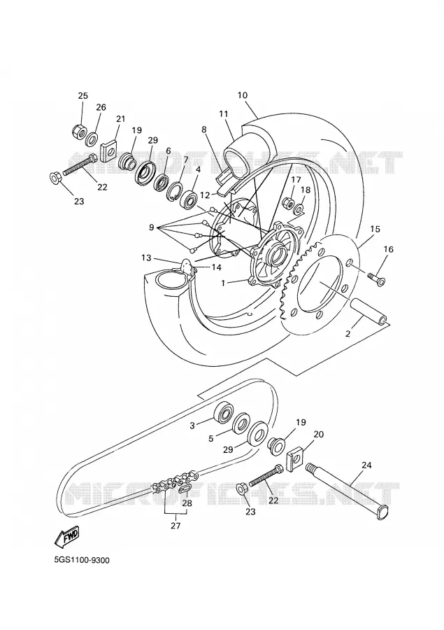 ACHTERWIEL Yamaha MOTO 400 2000 WRF  WR400F
