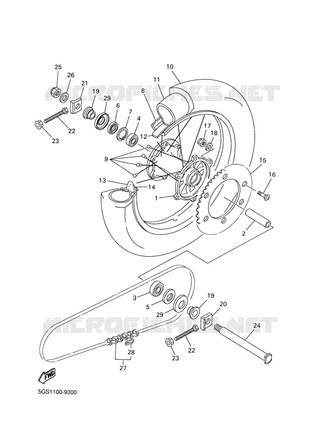 ACHTERWIEL Yamaha MOTO 400 2000 WRF  WR400F
