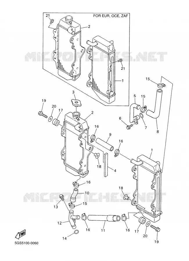 RADIATEUR / SLANG Yamaha MOTO 400 2000 WRF  WR400F