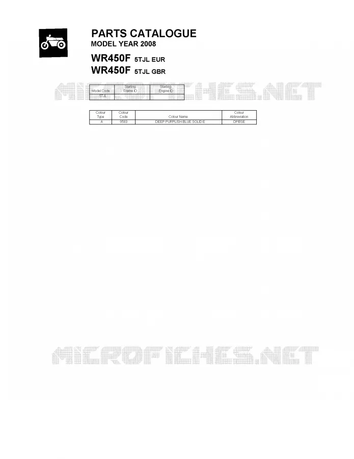 * CATALOG PREFACE * Yamaha MOTO 450 2008 WRF  WR450F