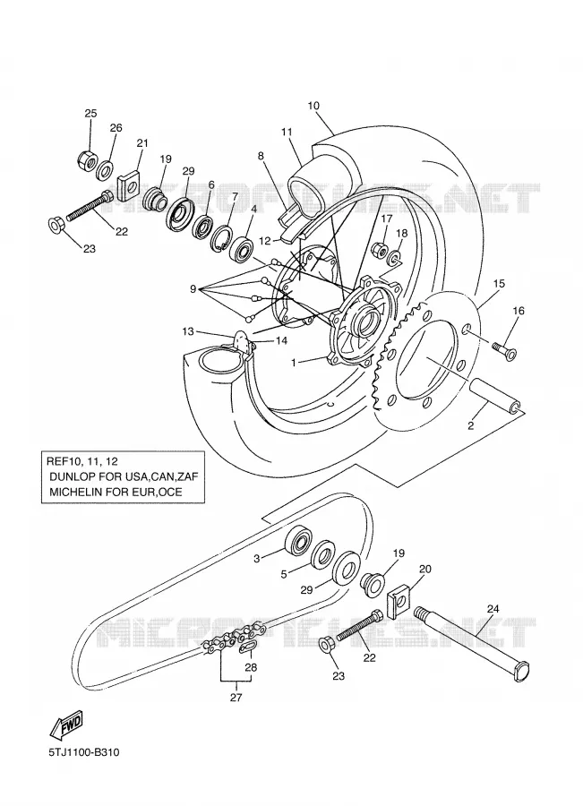 ACHTERWIEL Yamaha MOTO 450 2003 WRF  WR450FR