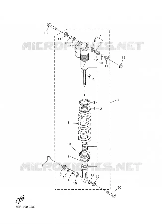 ACHTER SCHOKBREKER Yamaha MOTO 450 2003 WRF  WR450FR