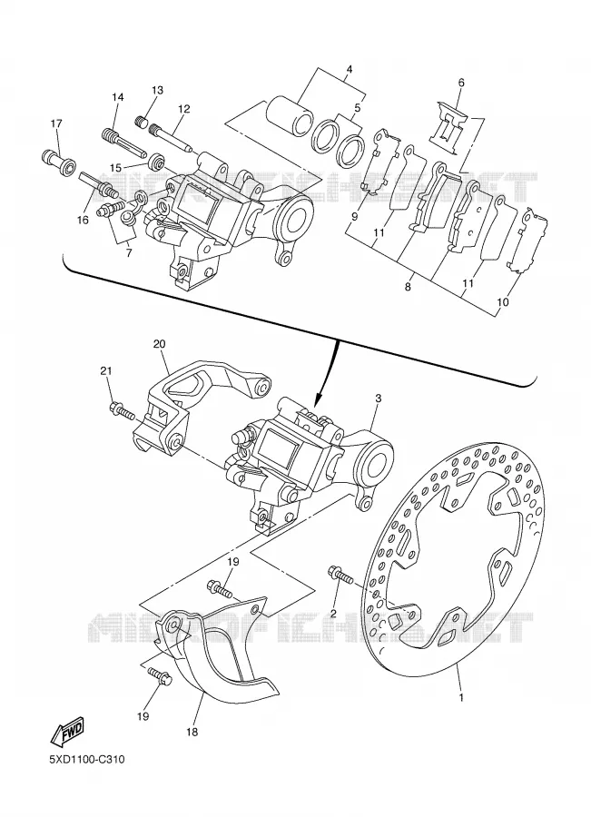 REMKLAUW ACHTER Yamaha MOTO 450 2004 WRF  WR450FS
