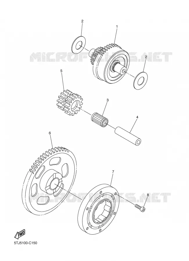 STARTMOTOR KOPPELINGS Yamaha MOTO 450 2004 WRF  WR450FS