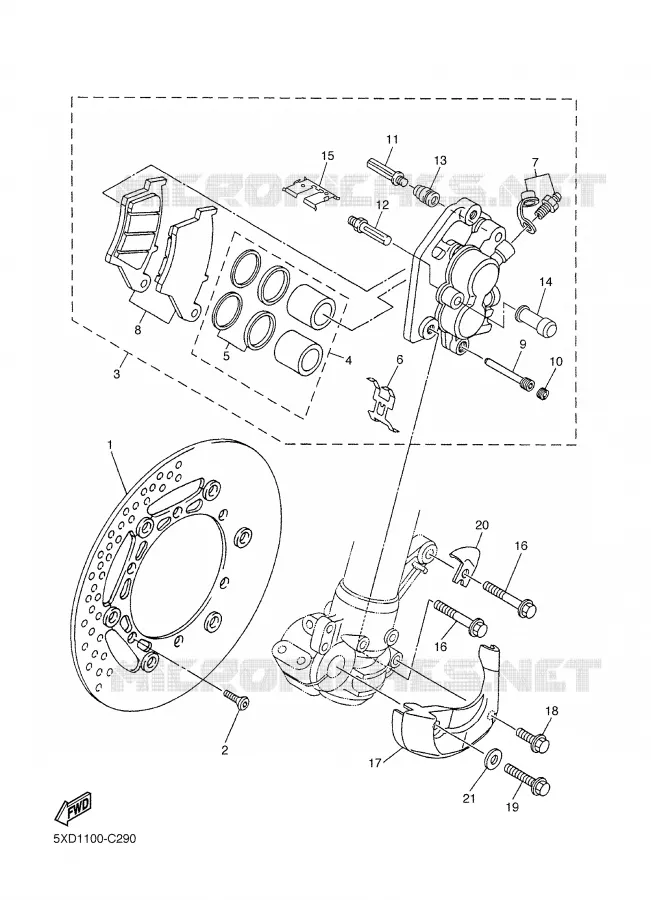 REMKLAUW VOOR Yamaha MOTO 450 2004 WRF  WR450FS