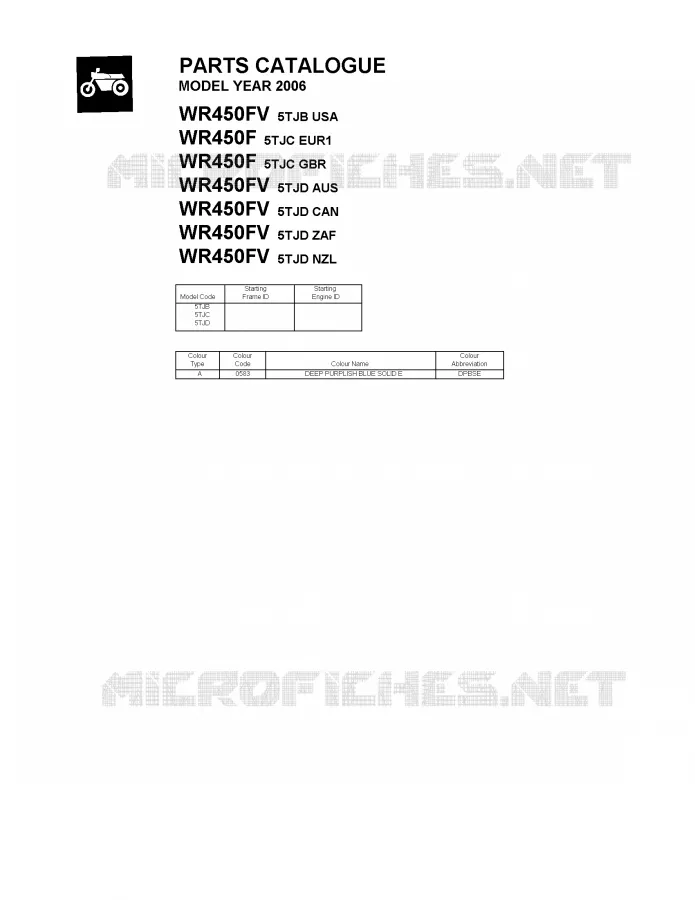 * CATALOG PREFACE * Yamaha MOTO 450 2006 WRF  WR450FV
