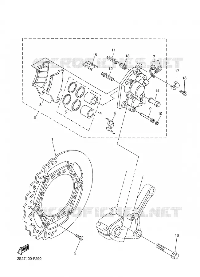 REMKLAUW VOOR Yamaha MOTO 450 2007 WRF  WR450FW