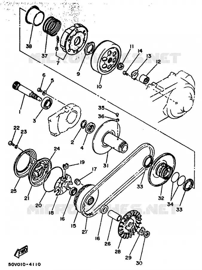 STARTMOTOR KOPPELINGS Yamaha SCOOTER 125 1993 BELUGA  XC125